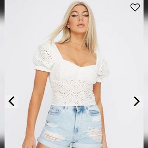 💎3 for $20💎Cropped Eyelet Milkmaid Top